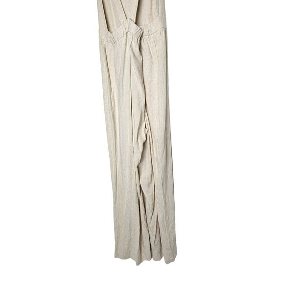 Hem & Thread NWT Beige Linen Viscose Jumpsuit With Ruffled‎ Adjustable Straps L - Picture 11 of 16